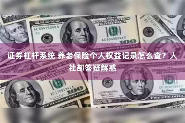 证券杠杆系统 养老保险个人权益记录怎么查？人社部答疑解惑