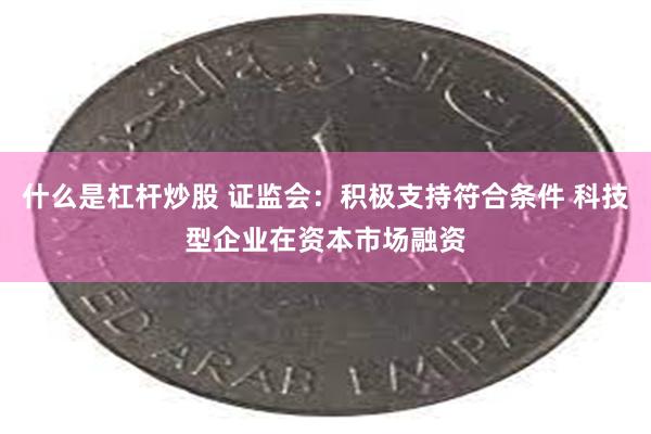 什么是杠杆炒股 证监会：积极支持符合条件 科技型企业在资本市场融资